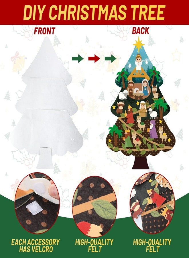 Mindsoft DIY Felt Christmas Tree Set for Toddlers 3 ft Felt Nativity Set for Kids with 20 Detachable Ornaments Christmas Wall Hanging Ornaments Decorations Party Favors Boys Girls Gifts - Image 3